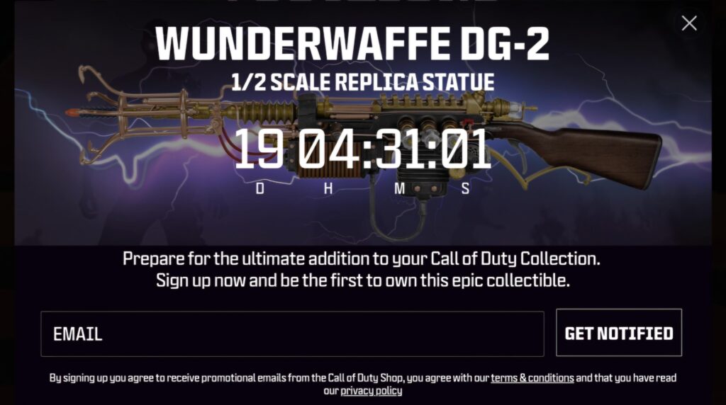 An official Wunderwaffe 1/2 scale replica is coming soon on the COD shop.
