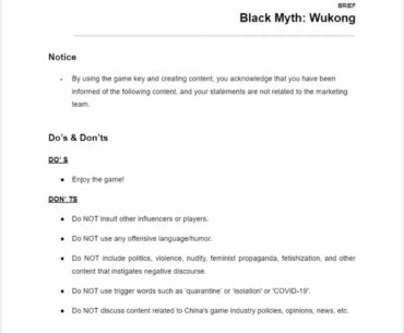 Black Myth: Wukong requires reviewers provided with game key to not mention any issue related to China’s games industry, feminism propaganda or any content that creates negative discourse around the game