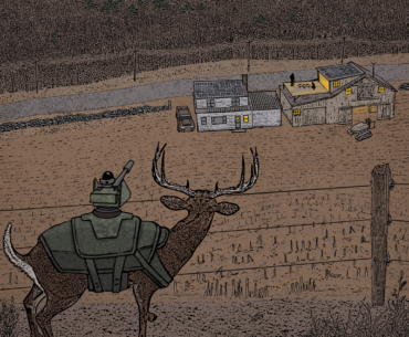 A couple still panels from a rural cyberpunk webcomic I'm working on