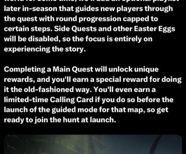 Main quests confirmed to be more challenging.