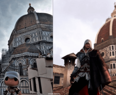 I recreated the same shot of Ezio Auditore IRL and inside Assassin's Creed II