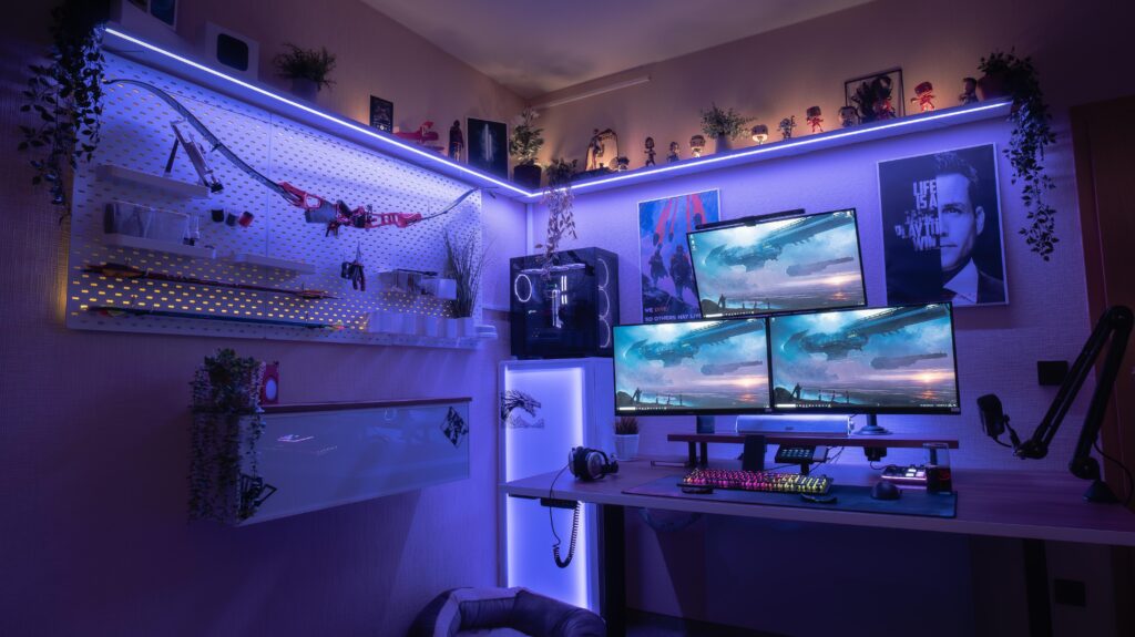 Opinions? I put a bit too much manual work into this small place; even the picture frames are handmade. The cabinet on which the PC stands is completly self made and contains all the technology, and the front panel is magnetically removable. The Shelf on the left side has a magnetic front. Opinions? I put a bit too much manual work into this small place; even the picture frames are handmade. The cabinet on which the PC stands is completly self made and contains all the technology, and the front panel is magnetically removable. The Shelf on the left side has a magnetic front.