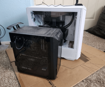 Built my first PC, that dwarfs my previous prebuilt, to the point where I am temporarily using this set up before I get a new desk.