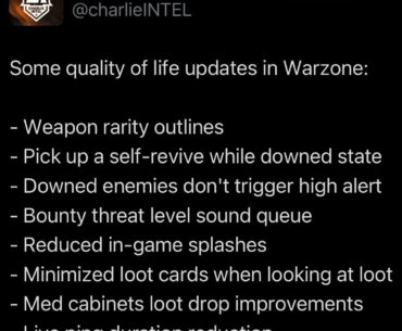 Quality of life changes coming with the Season 1 BO6 Warzone Integration per CharlieINTEL
