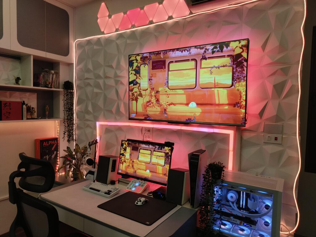 a little update with my setup.what should i do next with my setup?i want it to be cozy with more rgb lights