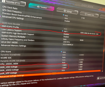 Id like to increase the voltage of my XMP profile from 1.350 to something slightly higher, how do you do this? There is no simple voltage setting like my old BIOS. Is it the DDR_VDD? I changed it to 1.360 where I circled.