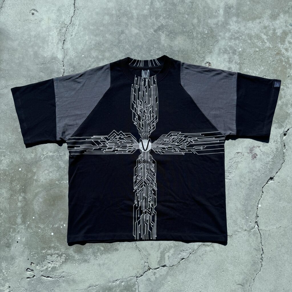 All over print + custom tee pattern for my cyberpunk themed brand