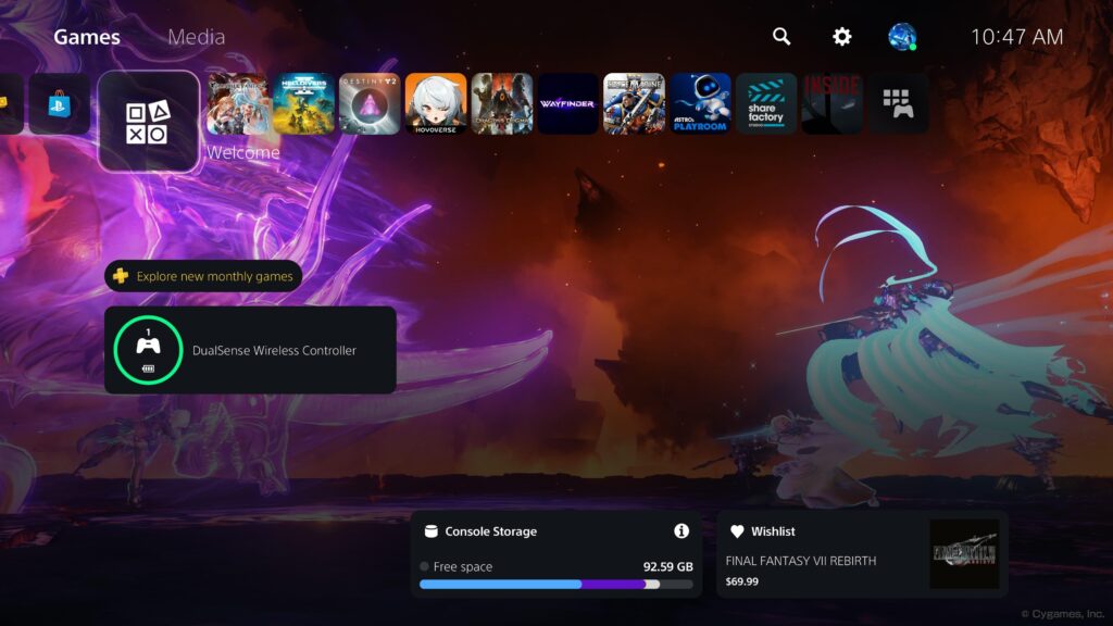 New ps5 welcome layout