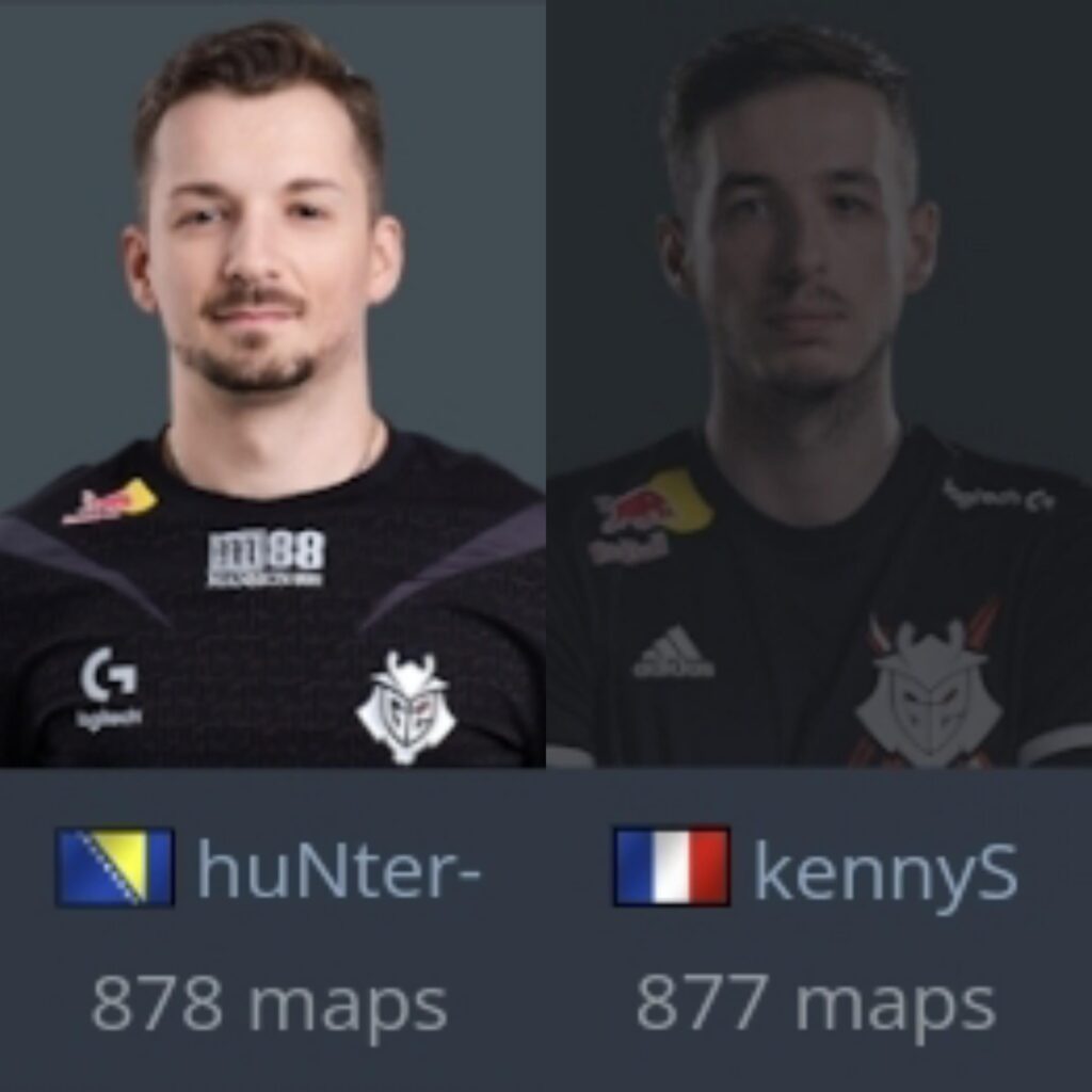 huNter- overtakes kennyS for most maps played in G2's history