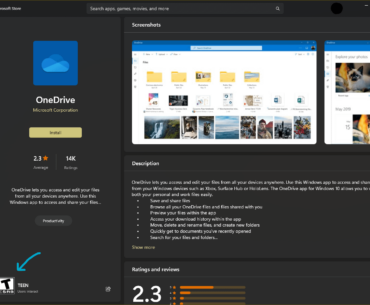 Microsoft OneDrive is rated T for Teen