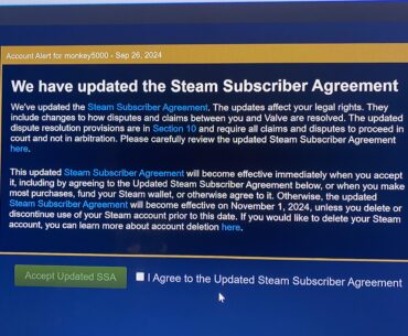 Yay! Steam dropped their arbitration clause in their Terms of Service.
