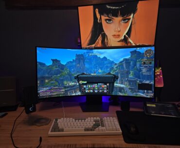 A twist on the his/hers station. Same room with just enough separation. Side note: Get an Ultrawide!