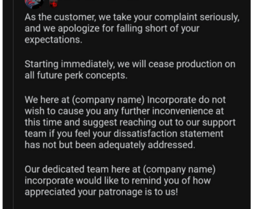 (Company name) incorporate shuts down perk idea department