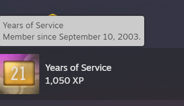 My Steam account can now legally drink in the United States.