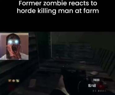 Former zombie reacts to the horde killing a man caw caw.