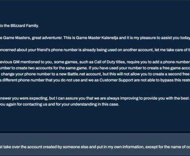 Blizzard tells my friend to get a new number because someone else made an account with it years ago.