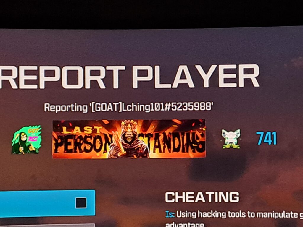 My first ps5 cheater ith walls, report him or her