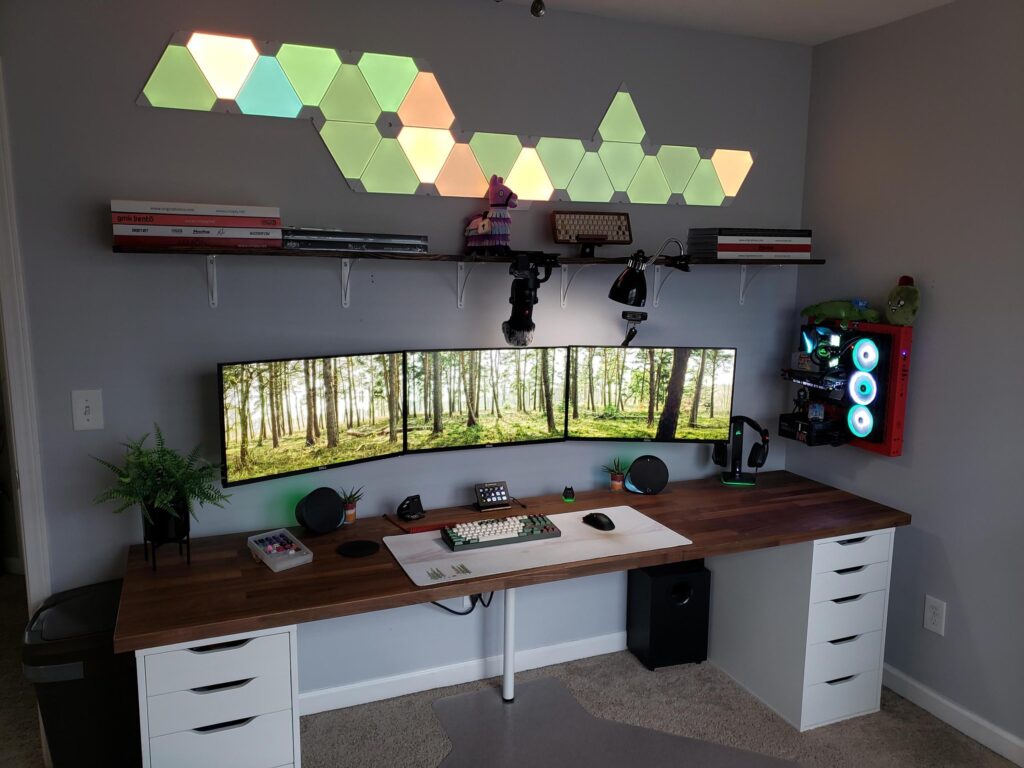 My gaming setup with the cool lighting