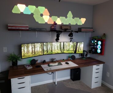 My gaming setup with the cool lighting
