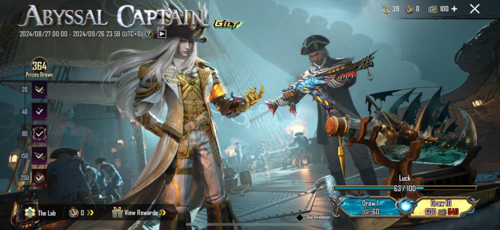 Disappointed , 364 time drawn but only got lobby theme , dress , and gun , not even hat or drop jet , very disappointed