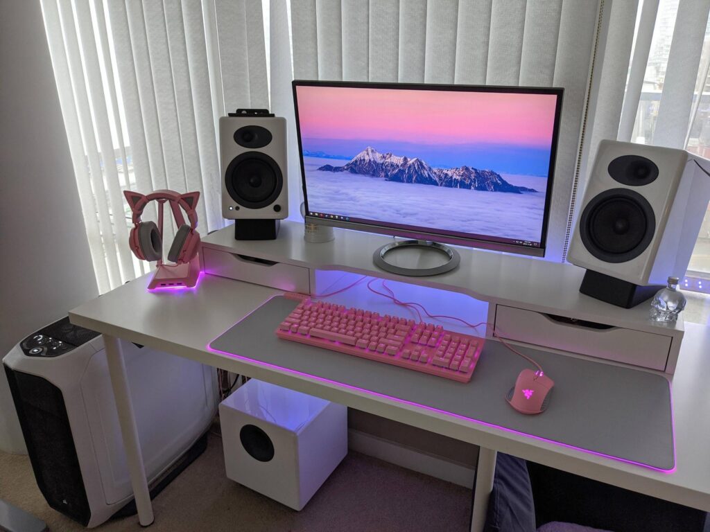 My girlfriend and I assemble together her first gaming setup