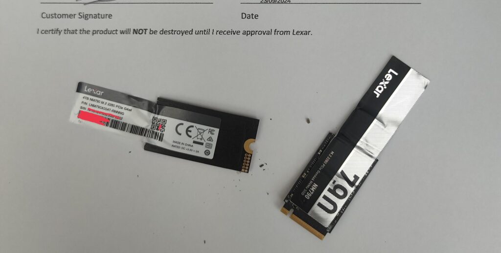 Lexar had me destroy an NVME for a RMA