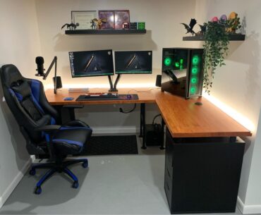 Recently moved and decided to build my own desk. Picture of the old setup from a month ago for reference.