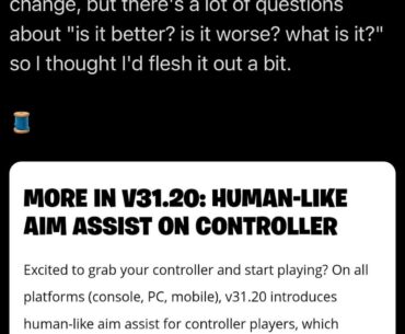 Fortnite shifts to “human-like” aim assist. “How much superhuman help is fair? None!” Thoughts? Will we see this in Warzone?