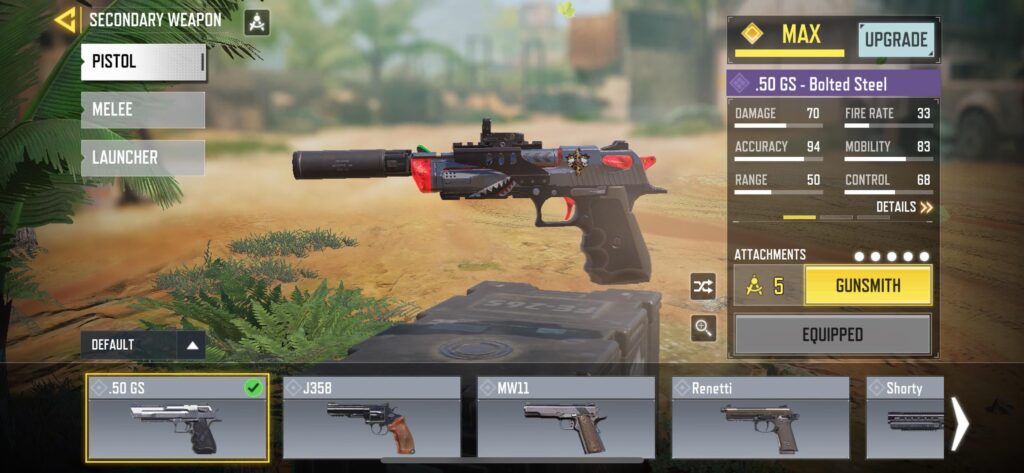 Secondary Weapon Mastery