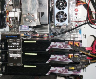 I peaked in late 2008 with this 3-way SLI GTX280, i7 build with a 30" LCD. After building since the 386 days, I had a stretch of 6 years where I only had laptops. When I got to build another gaming rig, I went a bit nuts. And great timing! FC2, Dead Space, FO3, Borderlands, etc. Such a good time!