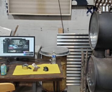 The barrels to the right are a fire place for me to stay warm