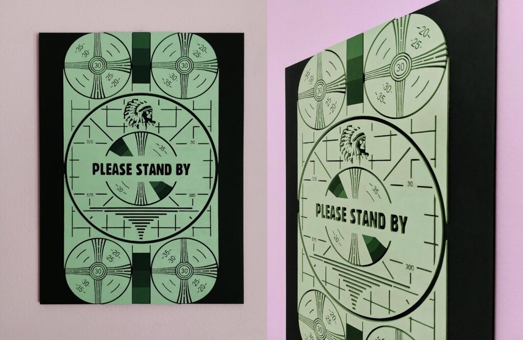 I made Fallout, Please Stand By screen as wood wall art. I hope you like it.