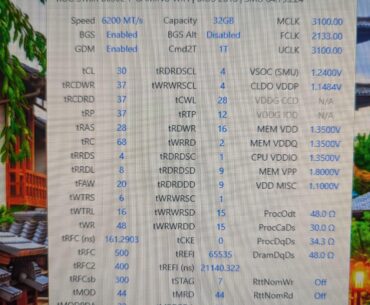 Can anyone help me with timings. When I go up to 6400mhz with these timings I get errors after like a 10 minute test. These timings and everything works fine at 6200. Was just wondering if it's possible to get my ram to 6400mhz.