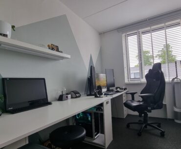 My during the day setup whole room angle. Left is a work pc for the wife.