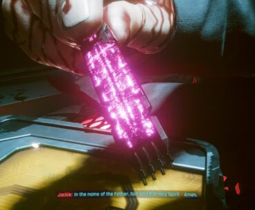Jackie about to slot the Relic. Imagine he kept it and got resurrected instead of V.