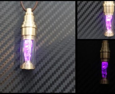 I made a little container pendant holding an Aetherium shard. Made of brass, quartz glass and light.