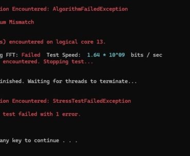 Y Cruncher throwing "Checksum mismatch error" on ram tests