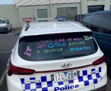 Australian police slogan while fighting for a pay rise