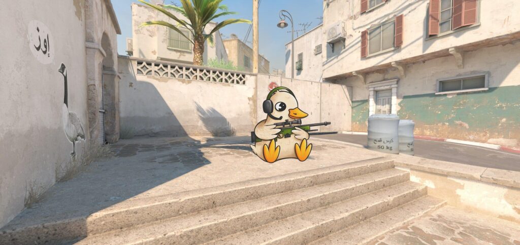 The sticker is inspired by the position on the map and the weapons that are played there.