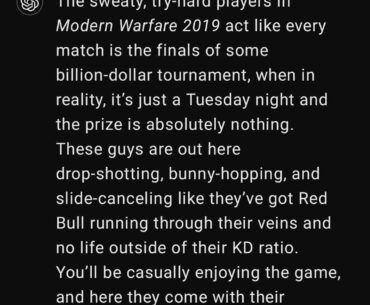 I asked about to roast cod mw2019 tryhards and sweats
