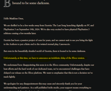 Enotria: The Last Song has been delayed indefinitely for Xbox