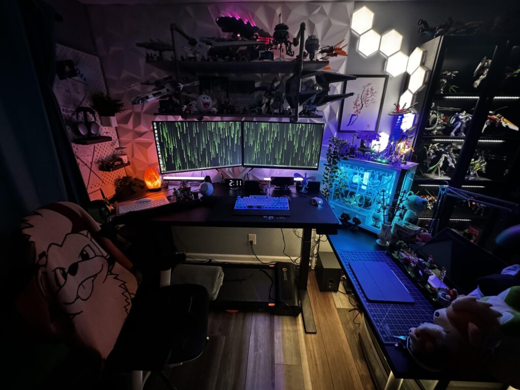 Finally added a standing desk frame to my work/gaming station
