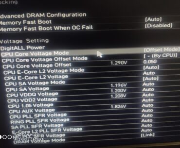 Core voltage offset