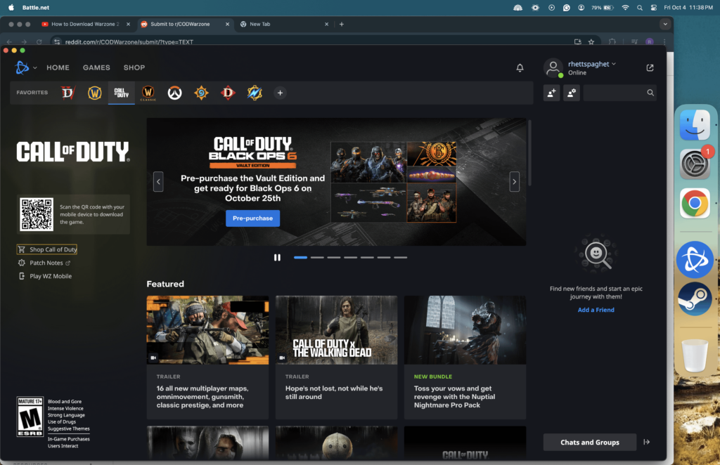 When I try to install COD to play Warzone off of Battle.net, there is no install option whenever I hit play, which is what all the tutorials do. Instead I get a QR code. Help!!