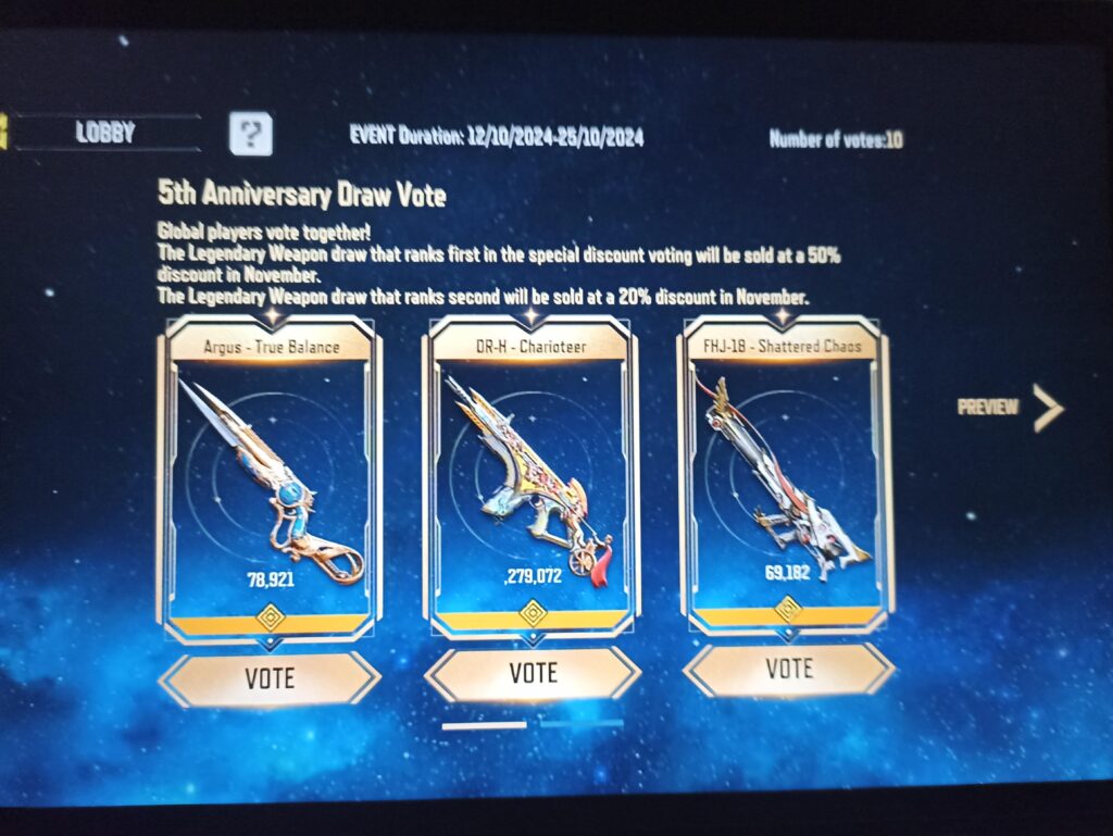 5th Anniversary Vote is up on Garena