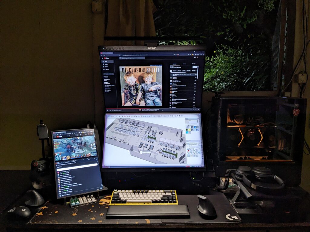 Caveman work & gaming setup