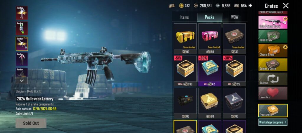 Today we just got a new 60 UC daily crate that have glacier (PUBG KR)