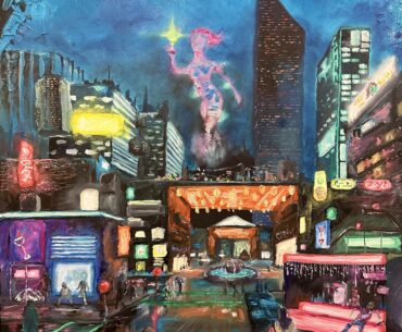 Cyberpunk inspired oil painting I’ve been working on