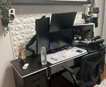 PC Setup in Front, Gaming TV Setup Behind: Same Desk for TV or TV Stand?
