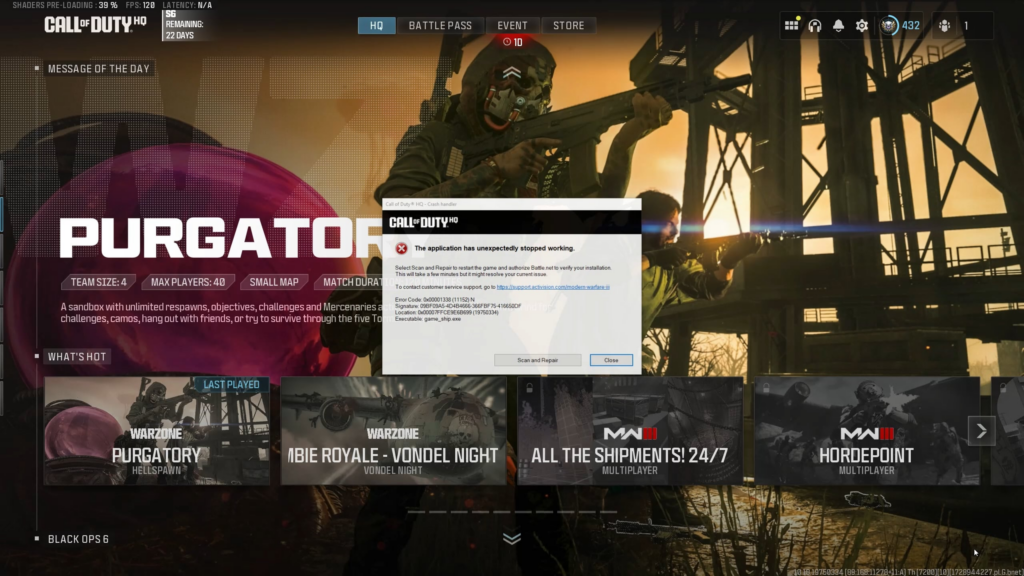 jeez, game updated and now doesn't work anymore, i am playing 3h a week only already.. come one :D